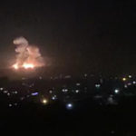 An image grab shows smoke and fire billowing during a reported Israeli airstrike on the outskirts of Damascus on November 20, 2019. (AFP via Getty Images)