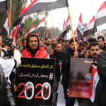 Iraqis gather in Baghdad on January 24 to protest against the presence of US troops in the country, responding to a call by influential Shiite cleric Moqtada al-Sadr. (Sajad Mohamed Ali/NurPhoto via Getty Images)