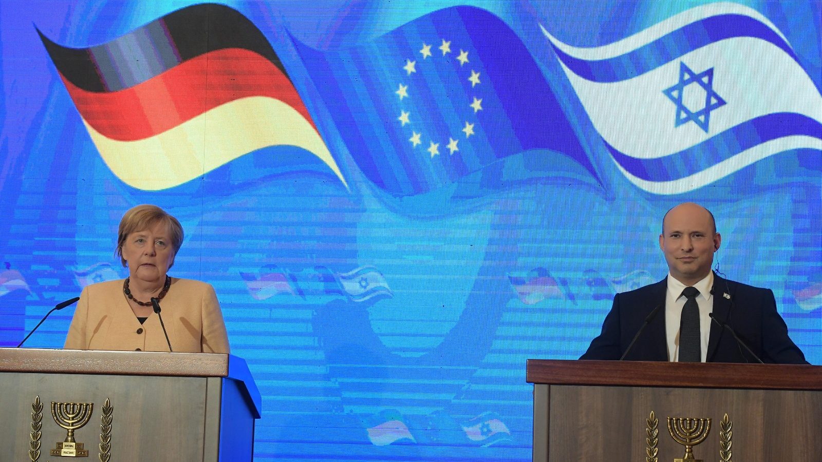 German Chancellor Merkel, in Israel, Calls on Iran To Return to Nuclear Talks
