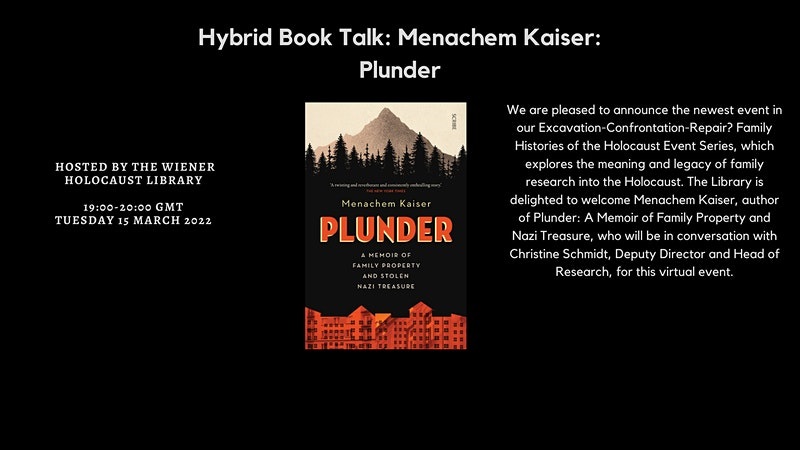 Virtual Book Talk: Menachem Kaiser: Plunder