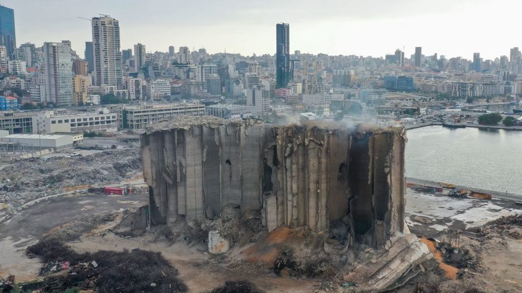 Beirut Port Giant Grain Silos Damaged in 2020 Blast Collapse