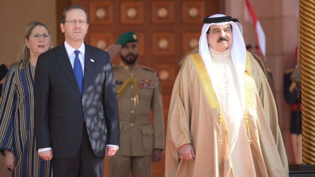 Israel’s Herzog Lands in Bahrain in First Visit by Israeli Head of State