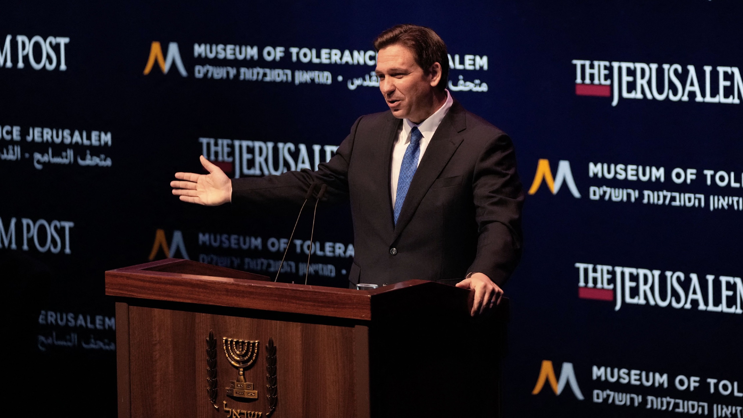 Florida Governor Signs Law To Combat Antisemitism, Calls West Bank Disputed, Not Occupied, at Jerusalem Conference
