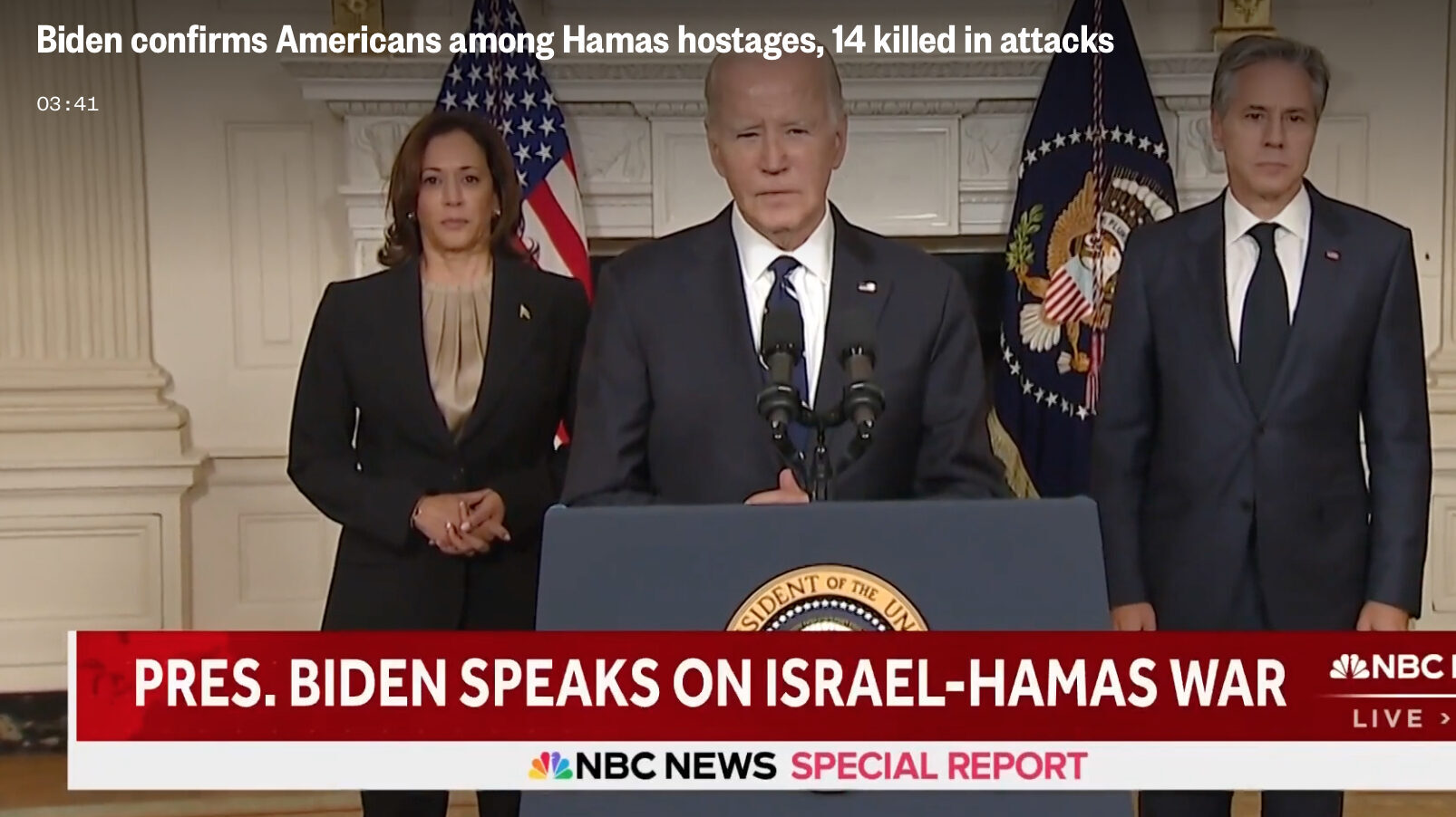 Speech: President Biden Condemns Hamas’ Attacks, Declares Solidarity With Israel