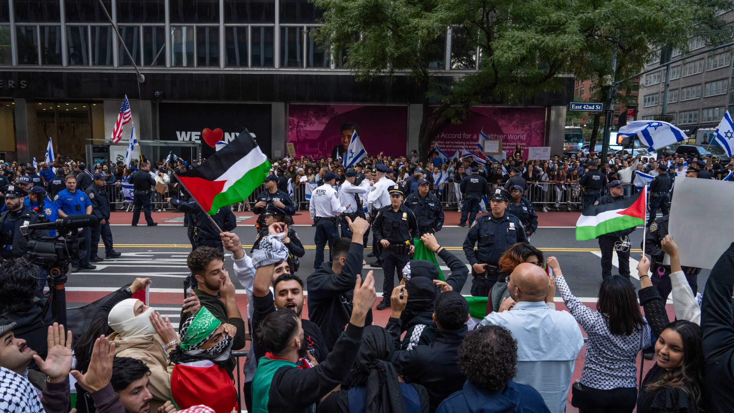 Pro-Palestinian Crowd in New York Celebrates Hamas Attack on Israel