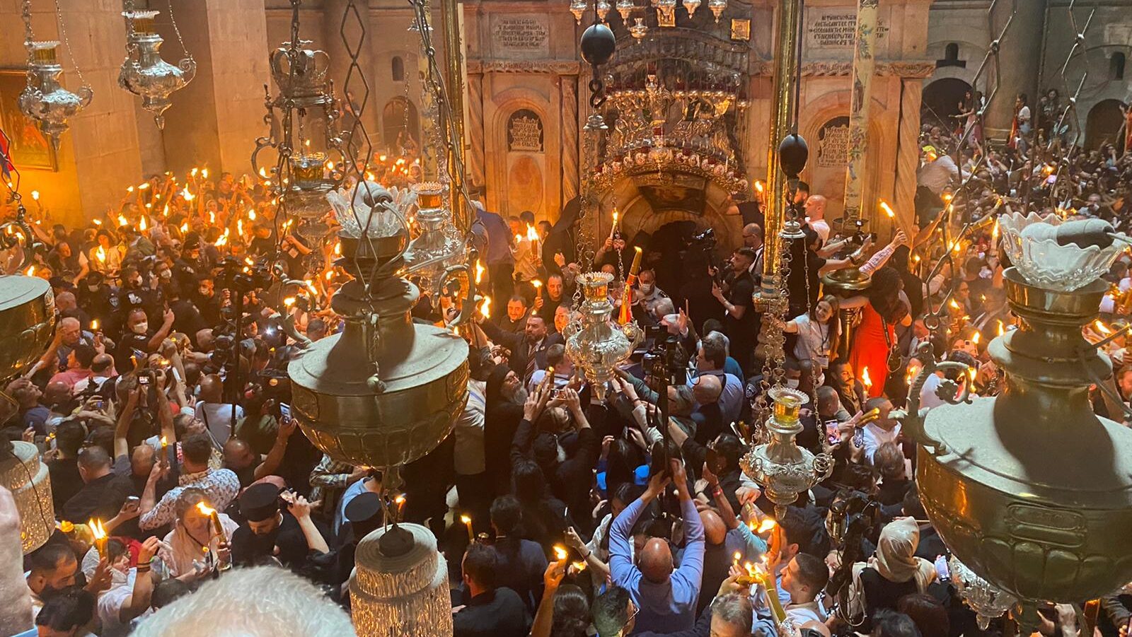 Thousands Celebrate the Holy Fire at the Church of the Holy Sepulcher